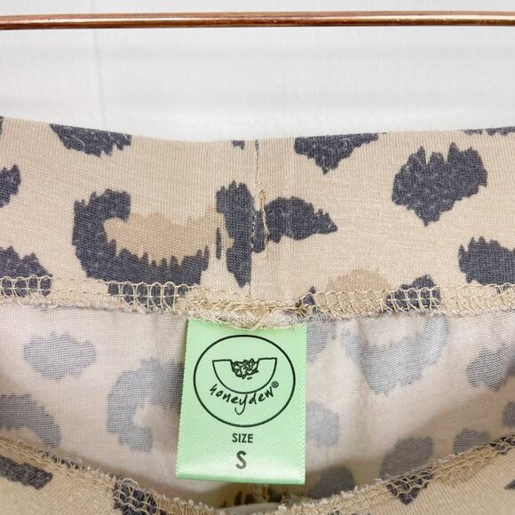 Honeydew Leopard Print Cropped Pajama Pants Cream Tan Small S Womens Animal - Picture 6 of 7